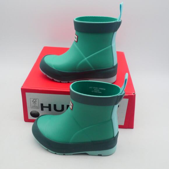 NEW Hunter Play Boots Little Kids Toddler Size 8 Thrum Green Teal UK 7 - Picture 2 of 12